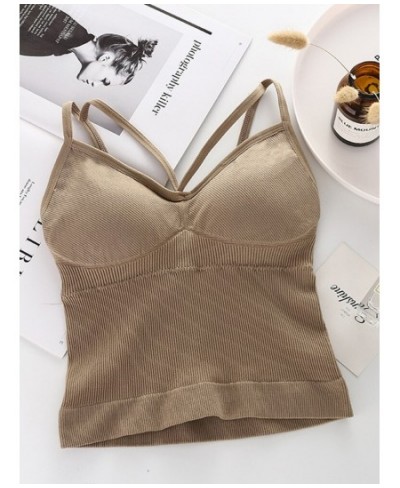 Summer Crop Top Women Tank Top Underwear Seamless Sexy Lingerie Wireless Bralette Top Female Deep V Removable Pad Camisole $1...