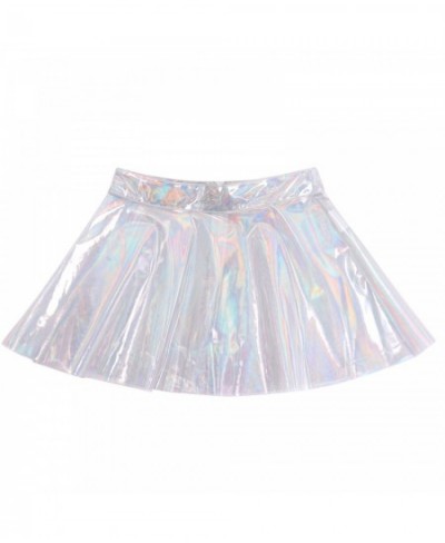 Women See-through Flared Skirt Bodycon Glossy Shiny Holographic High Waist Mini Skirt Rave Party Stage Performance Clubwear $...