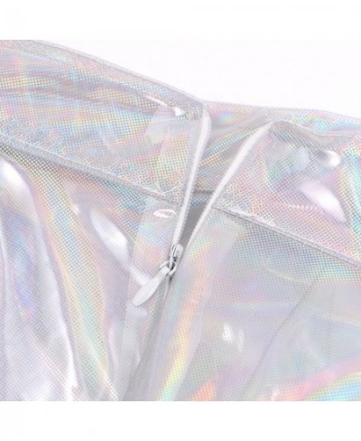 Women See-through Flared Skirt Bodycon Glossy Shiny Holographic High Waist Mini Skirt Rave Party Stage Performance Clubwear $...