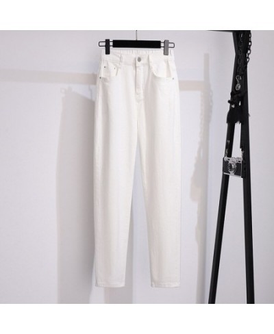 3107 Four Seasons Women High Waist Jeans Mom Clothes Casual Loose Stretch Thin All-Match Simple White Harem Pants $58.86 - Jeans