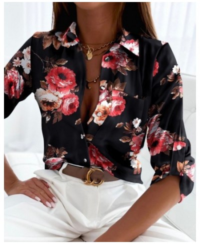 2023 Summer Long-sleeved Printed Polo Shirt Women Casual Long Sleeve V Neck Slim Polo Shirts Ladies Tops $28.70 - Tops & Tees