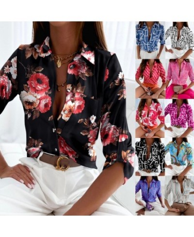 2023 Summer Long-sleeved Printed Polo Shirt Women Casual Long Sleeve V Neck Slim Polo Shirts Ladies Tops $28.70 - Tops & Tees