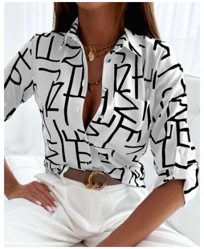 2023 Summer Long-sleeved Printed Polo Shirt Women Casual Long Sleeve V Neck Slim Polo Shirts Ladies Tops $28.70 - Tops & Tees