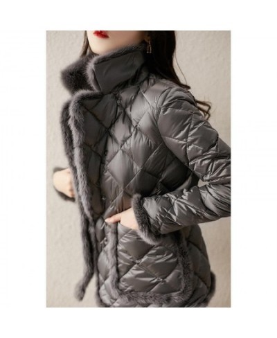 Padded Down Jacket Female 2023 Winter Cotton Padded Clothes Artificial Mink Hair Splicing Warm Drape Coat for Woman Down Coat...