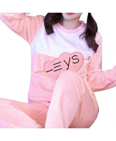 2022 Autumn Winter Warm Flannel Women Pyjamas Sets Thick Coral Velvet Long Sleeve Cartoon Sleepwear Flannel Pajamas Set Girl ...