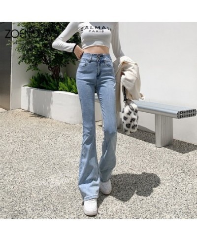 2023 Ladies High Waist Double Button Micro Flare Straight Trousers Fashionable Retro Jeans Five Colors Wide Leg Pants $49.92 ...