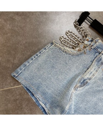 2022 Summer Side Chain Decoration Sexy High Waist Denim Shorts Fashion Streetwear Women Jeans Shorts Ladies Clothes Shorts $7...