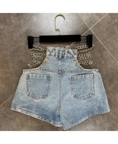 2022 Summer Side Chain Decoration Sexy High Waist Denim Shorts Fashion Streetwear Women Jeans Shorts Ladies Clothes Shorts $7...