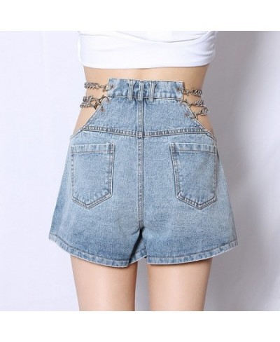 2022 Summer Side Chain Decoration Sexy High Waist Denim Shorts Fashion Streetwear Women Jeans Shorts Ladies Clothes Shorts $7...