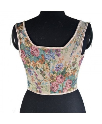 Corset Tops For Women To Wear Out Floral Bustier Crop Top Waist Cincher Corset With Straps Retro Corset Tops Bustier $31.41 -...