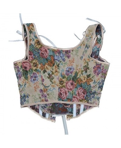 Corset Tops For Women To Wear Out Floral Bustier Crop Top Waist Cincher Corset With Straps Retro Corset Tops Bustier $31.41 -...