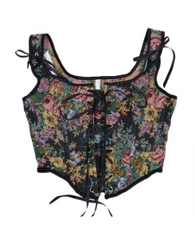 Corset Tops For Women To Wear Out Floral Bustier Crop Top Waist Cincher Corset With Straps Retro Corset Tops Bustier $31.41 -...