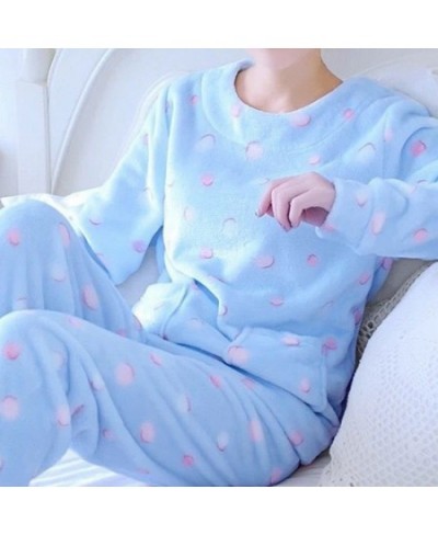 2022 Autumn Winter Warm Flannel Women Pyjamas Sets Thick Coral Velvet Long Sleeve Cartoon Sleepwear Flannel Pajamas Set Girl ...