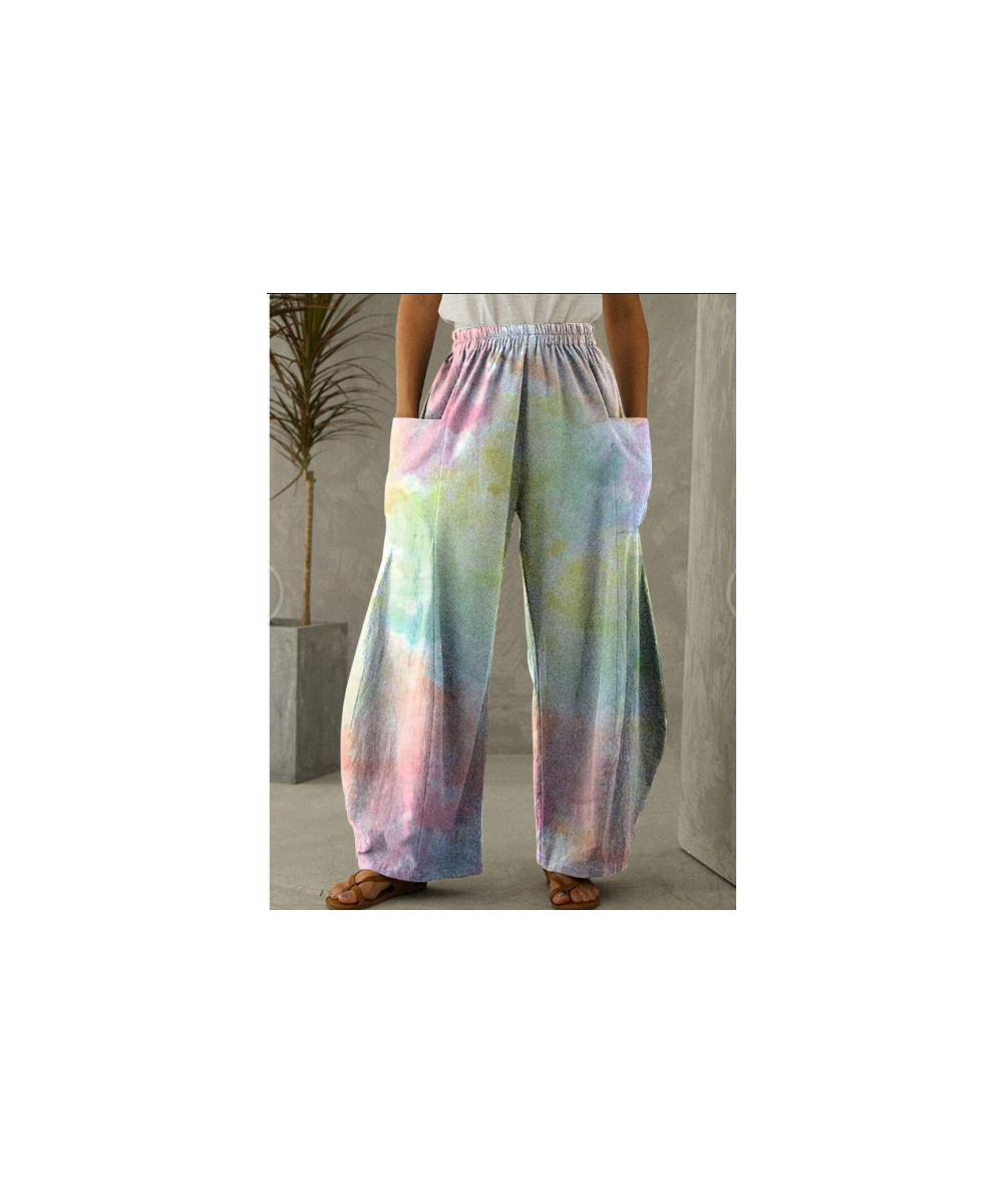 Women's pants Casual High Waist Loose Wide Leg Pants for Women Spring Autumn New Female Tie Dye Gradient Print Long Trousers ...