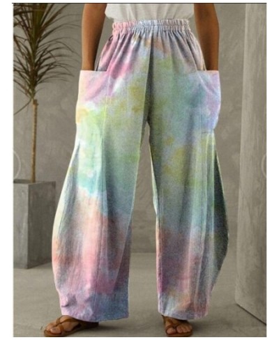 Women's pants Casual High Waist Loose Wide Leg Pants for Women Spring Autumn New Female Tie Dye Gradient Print Long Trousers ...