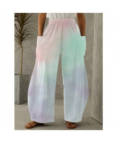 Women's pants Casual High Waist Loose Wide Leg Pants for Women Spring Autumn New Female Tie Dye Gradient Print Long Trousers ...