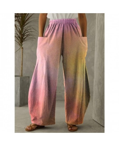 Women's pants Casual High Waist Loose Wide Leg Pants for Women Spring Autumn New Female Tie Dye Gradient Print Long Trousers ...