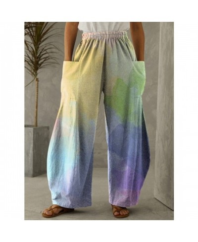 Women's pants Casual High Waist Loose Wide Leg Pants for Women Spring Autumn New Female Tie Dye Gradient Print Long Trousers ...