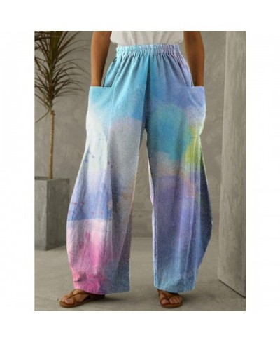 Women's pants Casual High Waist Loose Wide Leg Pants for Women Spring Autumn New Female Tie Dye Gradient Print Long Trousers ...