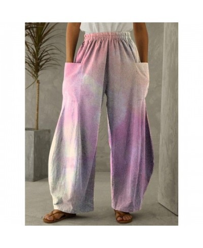 Women's pants Casual High Waist Loose Wide Leg Pants for Women Spring Autumn New Female Tie Dye Gradient Print Long Trousers ...