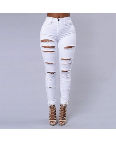 Sexy Skinny Women Jeans Pockets Buttons Fly Distressed Ripped Hole High Waist Denim Pencil Pants Streetwear vaqueros джинсы $...