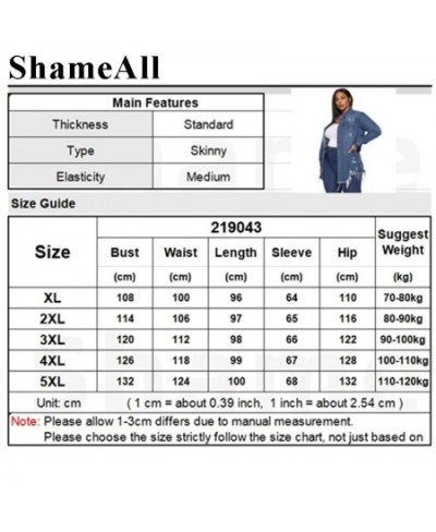 Plus Size Vintage Ripped Mid Long Sleeve Denim Jackets 4XL Women Streetwear Pockets Blue Jean Jacket Harajuk Loose Jeans Coat...