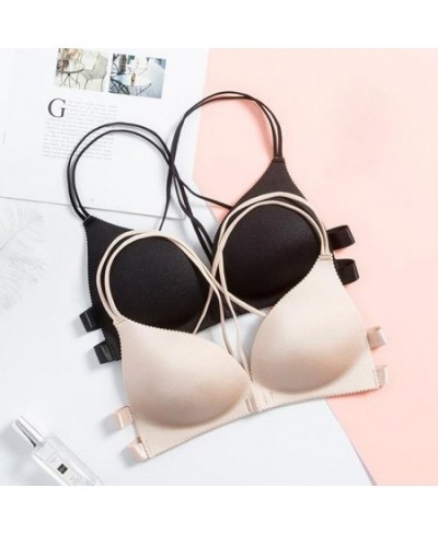 Women Back Beautify Bras Push Up Bra Deep V Lingerie Solid Color Seamless Wire Bralette Front Closure Underwear Sexy Tube Top...