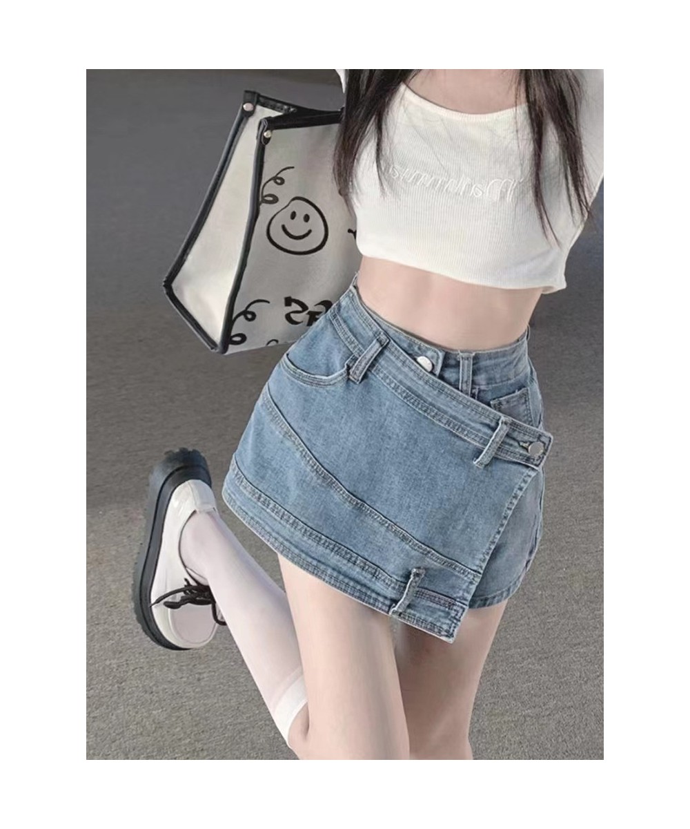 Y2K Retro Solid Color Irregular Design Denim Skirts A-line High Waist Vintage Female Mini Skirt 2000s American Style Streetwe...