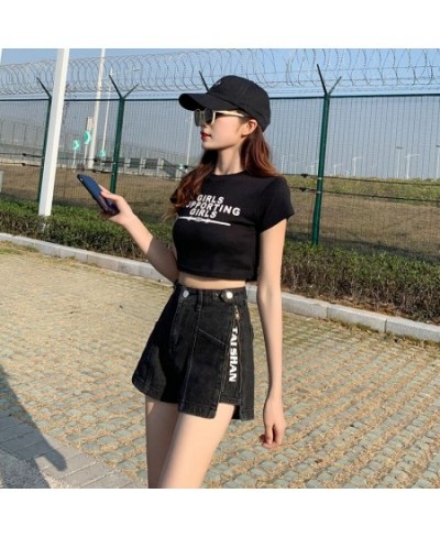 2023 Summer Cotton Loose Slim Denim Women Shorts Jeansr Zipper Female Style Wide Leg Hot High Waist Short Pants $29.91 - Jeans