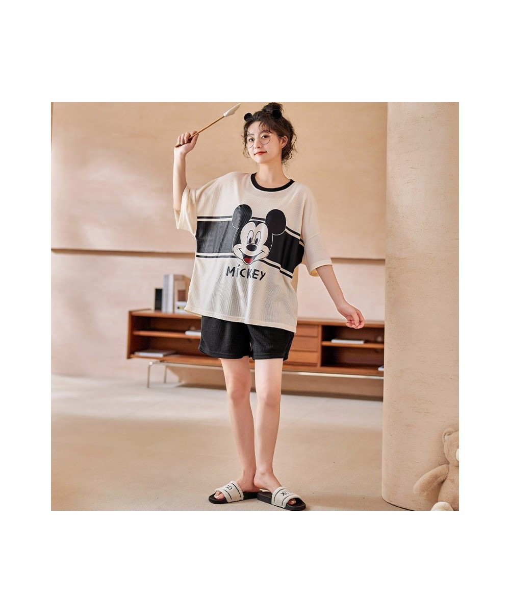 2022 New Summer Pajamas Womens Short-Sleeved Shorts Girls' Pullover Ins Mickey Mouse Two-Piece Korean-Style Homewear Suit $41...