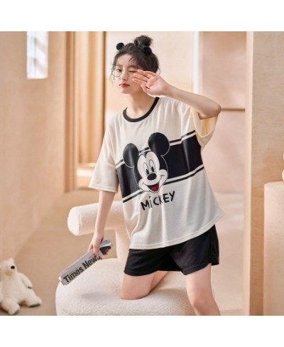 2022 New Summer Pajamas Womens Short-Sleeved Shorts Girls' Pullover Ins Mickey Mouse Two-Piece Korean-Style Homewear Suit $41...