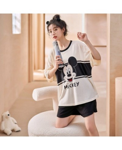 2022 New Summer Pajamas Womens Short-Sleeved Shorts Girls' Pullover Ins Mickey Mouse Two-Piece Korean-Style Homewear Suit $41...