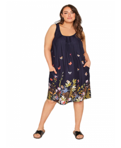 Plus Size Elegant Butterfly Print Summer Midi Dress Women Casual Sleeveless Pocket Front Loose Straight Tank Dress 7XL 8XL $4...