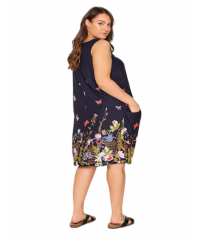 Plus Size Elegant Butterfly Print Summer Midi Dress Women Casual Sleeveless Pocket Front Loose Straight Tank Dress 7XL 8XL $4...