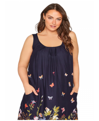 Plus Size Elegant Butterfly Print Summer Midi Dress Women Casual Sleeveless Pocket Front Loose Straight Tank Dress 7XL 8XL $4...