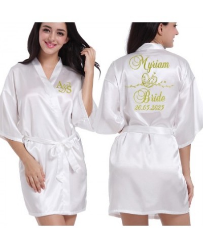 Customized Logo Wedding Date Name Bathrobe Faux Silk Bridal Robe Bride Bridesmaid Wedding Robes Woman Bachelorette Preparewea...