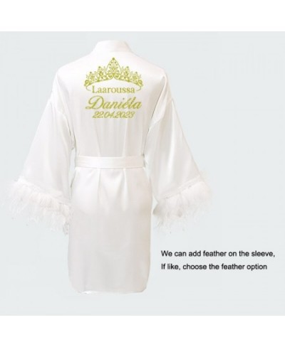 Customized Logo Wedding Date Name Bathrobe Faux Silk Bridal Robe Bride Bridesmaid Wedding Robes Woman Bachelorette Preparewea...