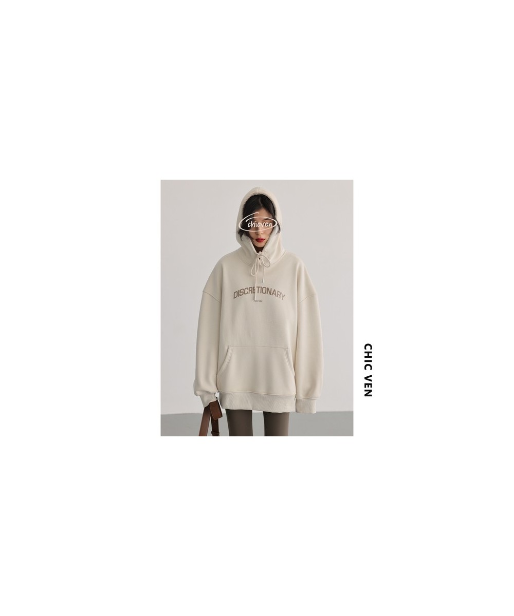 Women's Sweatshirts Solid Thick LOOSE Letter Print Hooded Plush Sweater Coat Streetwear Women Autumn Winter 2022 $102.38 - Ho...