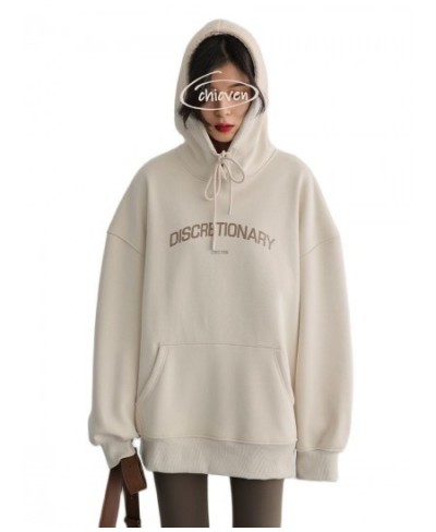 Women's Sweatshirts Solid Thick LOOSE Letter Print Hooded Plush Sweater Coat Streetwear Women Autumn Winter 2022 $102.38 - Ho...