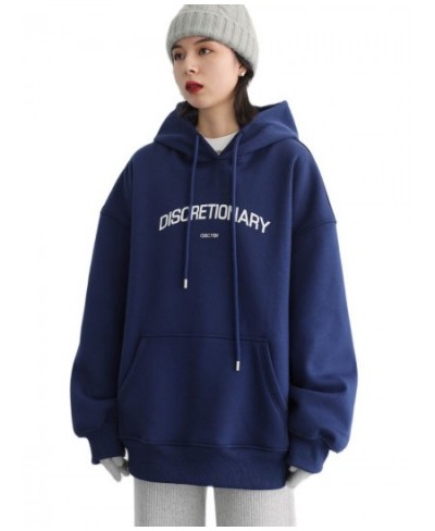 Women's Sweatshirts Solid Thick LOOSE Letter Print Hooded Plush Sweater Coat Streetwear Women Autumn Winter 2022 $102.38 - Ho...