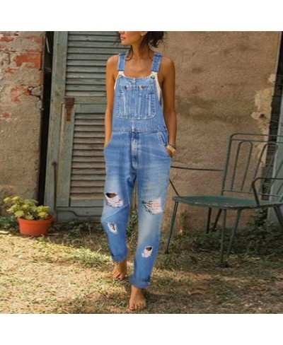 Suspenders Women's Jeans 2023 Jeans Jumpsuit Retro Simple Fragments Pants Women's Suspenders Women's Fashion Work Wear $57.72...