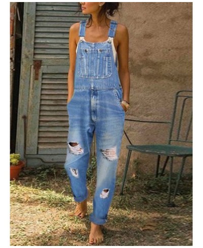 Suspenders Women's Jeans 2023 Jeans Jumpsuit Retro Simple Fragments Pants Women's Suspenders Women's Fashion Work Wear $57.72...