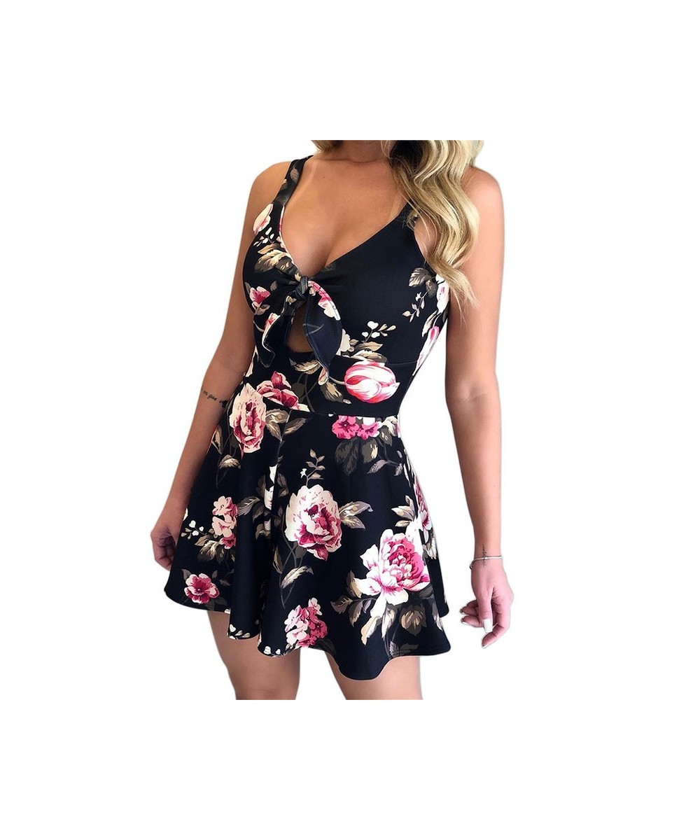 KL995 Female Sexy Playsuit fashion print sexy V-neck short jumpsuit women combishort loose casual beach romper $30.86 - Rompers