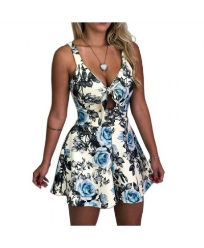 KL995 Female Sexy Playsuit fashion print sexy V-neck short jumpsuit women combishort loose casual beach romper $30.86 - Rompers