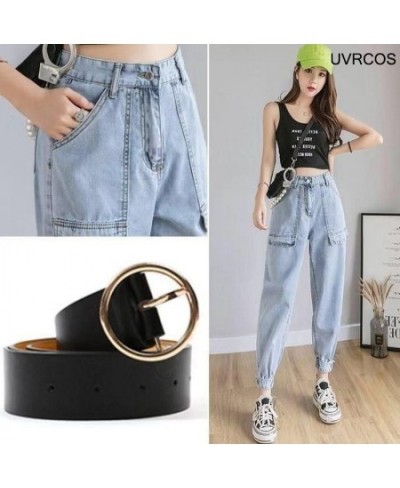 Jeans Street Korean Pants Blue Fashion High Waist Corset Jeans Female Casual Cotton Loose Wide-leg Pants Women's Jeans $41.38...