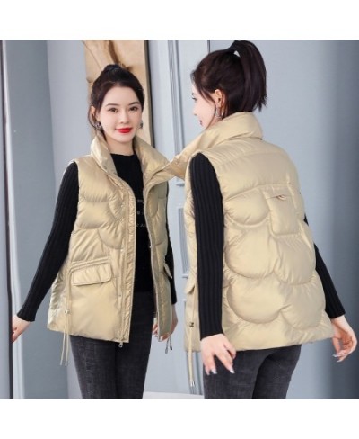 2022 Women's Vest Jacket Down Cotton Vest Autumn Winter Fashion Short Sleeveless Loose Female Waistcoat Casual Outerwear Top ...