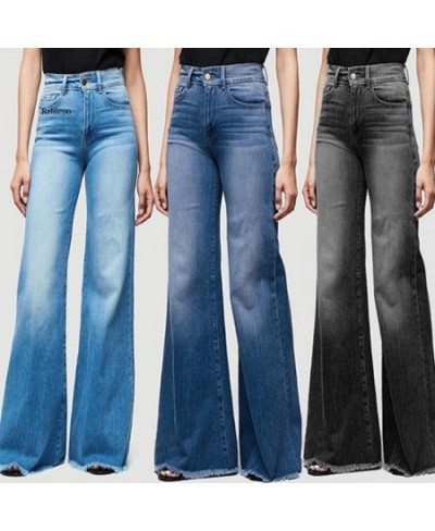 Flare Jeans Pants Women Vintage Denim Ladies Jeans Women High Waist Fashion Stretch Pocket Trousers Wide Leg Jeans $55.67 - J...