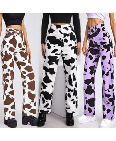 European and American style personality print zebra loose straight jeans women's fashion high waist casual pants ins 2023 new...