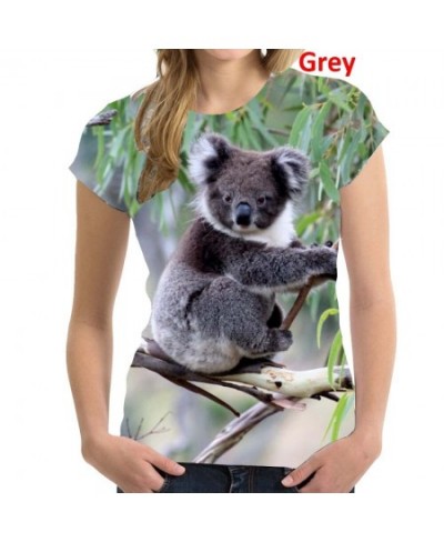 2022 Fashion Koala Bear 3D Printing T Shirt Animal Women Short Sleeve Round Neck T-shirt $26.01 - Women Tops