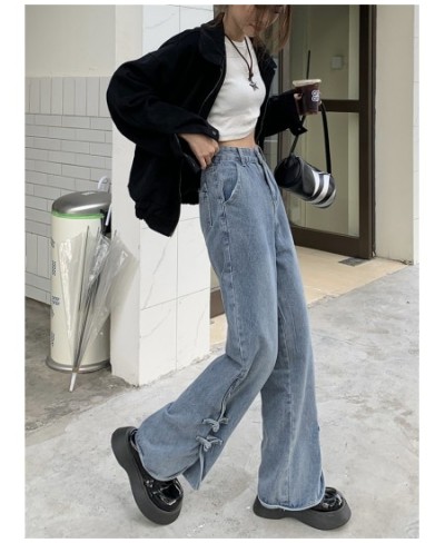 2023 Women Vintage Loose Jeans Solid Split Wide Leg Pants Y2K Clothes Ropa Mujer Denim Trousers Spring Jeans Pants Female 507...